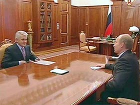 Путин и Литвин на встрече. Кадр ОРТ (с)